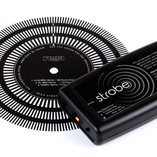 Rega's Strobe Kit - a Turntable fitting and handheld strobe device - Turntable accessory.